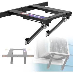Upgraded No-Drill Window AC Bracket, Adjustable Window Air Conditioner Support for Single/Double Hung Windows, Heavy-Duty Holds 250lbs,Easy Installation, Rustproof Aluminum, Renter Friendly