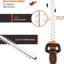 GARCARE 24-Inch Corded Hedge Trimmer Electric 680W 180° Rotating Handle | Dual-Action Blades for Precise Trimming, Lightweight, Handheld Bush Trimmer for Hedges & Shrubs