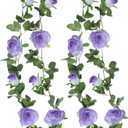 Felice Arts 2 Pack Pale Purple Artificial Floral Garland Each 6.5FT Fake Rose Vine Hanging Rose Garland for Wedding Flowers Table Centerpiece Arrangement Room Baby Shower Teepee Mirror Decor