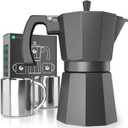 Coffee Gator Moka Pot - 6 Cup, 12oz Stovetop Espresso Maker - Classic Italian and Cuban Coffee Percolator w/ 2 Stainless-Steel Cups  Matte Grey Aluminum, 360ml