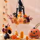 Serwalin Artificial Orange & Black Flowers, Silk Fake Flowers for DIY Wedding Bouquets Cake Flower, Harvest Table Centerpieces Birthday Party Home Halloween Decorations (Grand)