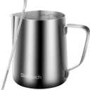 Stainless Steel Milk Frothing Pitcher 12 Oz, 350ml Latte Art Cup Espresso Machine Accessories, Steaming Jug for Cappuccino Coffee Milk Hot Chocolate Cups (01 Silver)