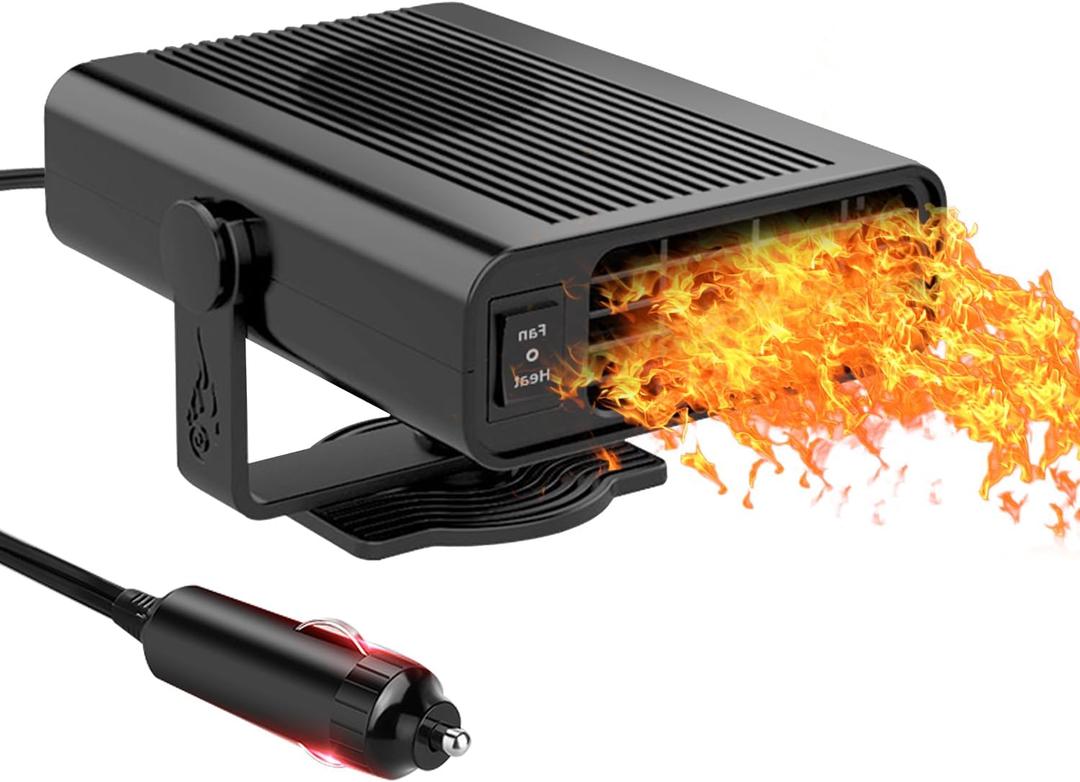 200W Car Heater,12V Portable Car Heater that Plugs Into Cigarette Lighter Electric Car Heater Defroster, 2 in 1 Heating & Cooling Fast Heating Defrost Defogger with Plug in Cigarette Lighter (Black)