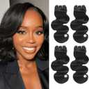 Human Hair Bundles 4 Bundles 10 Inch 12A Body Wave Bundles Human Hair 100% Unprocessed Brazilian Virgin Hair Weave Bundles Human Hair Natural Black Deals for Women (10/10/10/10 Inch, 4 Bundles)