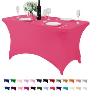 Spandex Table Cover for Table Universal Fitted Stretch Tablecloth for Party, Banquet, Wedding and Events-Hot Pink, 48" x 30" (Rectangular)