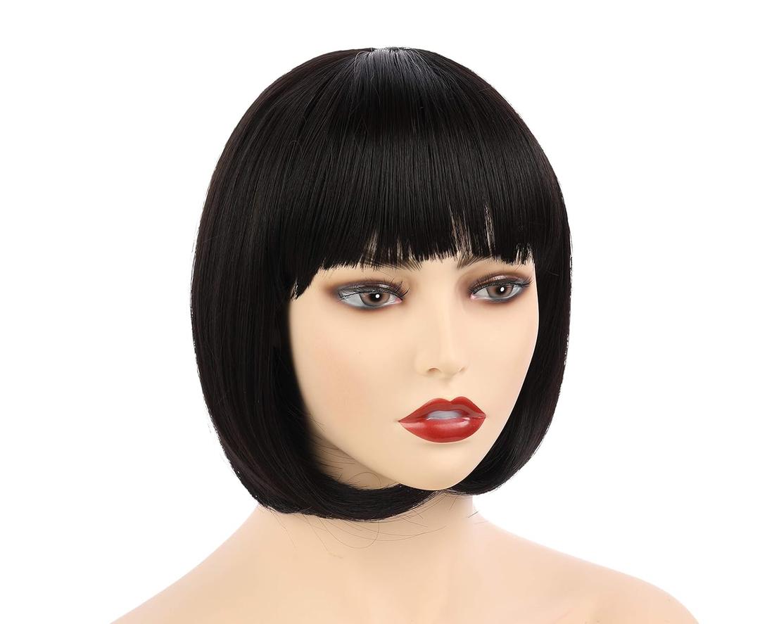 Onedor 10" Short Straight Hair Flapper Cosplay Costume Bob Wig (4#-Dark Brown)