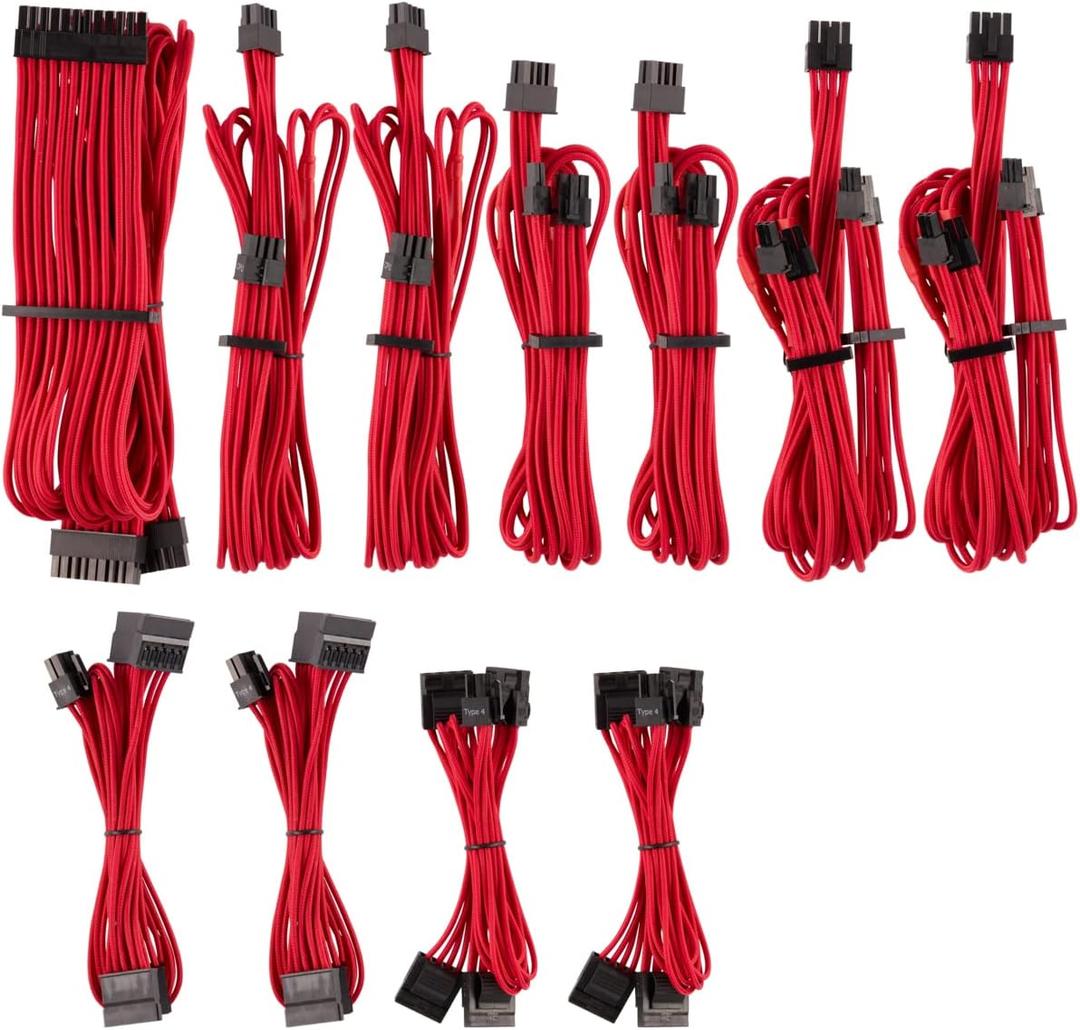 CORSAIR Premium Individually Sleeved PSU Cables Pro Kit for Corsair PSUs Red