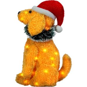 Afirst Christmas Dog Lighted Decorations, Dog with Christmas Hat Lighted Up Outdoor Lighted Holiday Displays Gift for Home Garden Party Yard Porch Decor, 1 x 1 x 1 inches