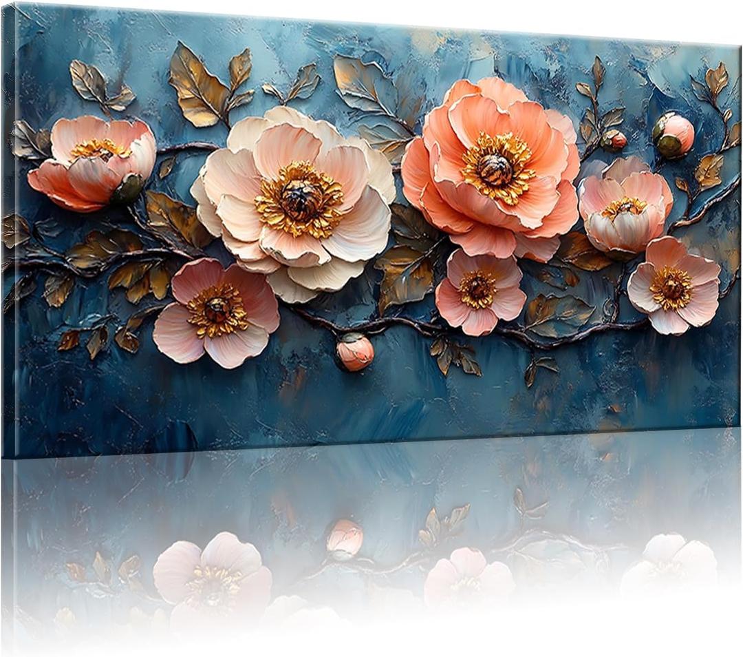 GYJAGHL Flower Wall Art,Pink Flower Plant Painting,Plantr Wall Art Landscape,Natural Flower Pictures, Size 40x20 Inches Ready To Hang.