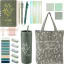 Patelai 29 Pcs Bible Study Supplies Journaling Kit with Easter Christian Cup Tote Bag for Women Gifts Set Friend Sister Mom Church Mother's Day Birthday Gifts(Green)