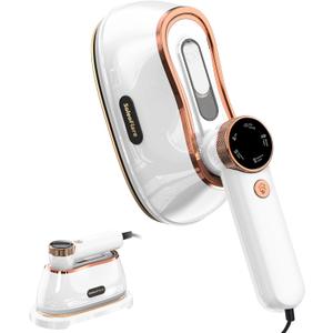 Steamer for Clothes & Iron 2in1, 1200W Travel Steam Iron, 5 Modes LCD, 180ml for 20 Min Steam, UL 141 Tests Passed, White, 120V