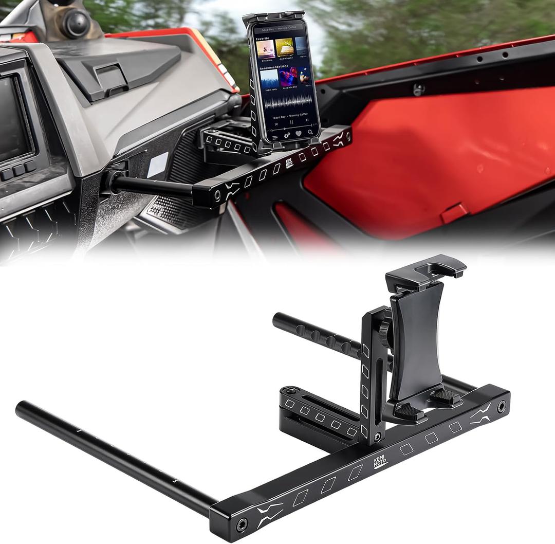 KEMIMOTO Electronic Device Mounts with Grab Bar, 6061 Billet Aluminum Electronic Device Holder Phone Tablet GPS Mount Compatible with Polaris RZR PRO XP/XP4 2022-2023 RZR PRO R/Turbo R