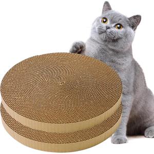 2Pcs Round Cat Scratcher Refill, 10 Inch Diameter Cardboard Cat Scratching Board Circle Replacement Pads for Indoor Cat Toy