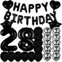 Sweet 28th Birthday Decorations Party Supplies,Black Number 28 Balloons,28th Foil Mylar Balloons Latex Balloon Decoration,Great 28th Birthday for Girls,Women,Men,Photo Props