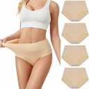 SERISIMPLE Viscose Bamboo Women Luxury Underwear Silky Comfy Ultra Soft Briefs Stretch High&Mid Waist Panties 4 pack (XL, High-Skin)