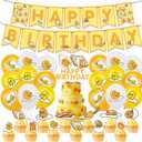 Gudetama 32Pcs Birthday Party Supplies Set - Favors, Cake Topper, Cupcake Toppers, Banner, Balloons for Kids Gudetama Birthday Party Decorations