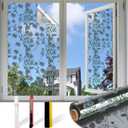 Upgraded Window Privacy Film One Way Daytime Privacy Static Cling Sun Blocking Anti UV Reflective Window Tint for Home and Office (Silver （Daisy）, 17.5 X 78.7 in)