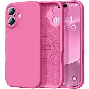 Vooii Magnetic for iPhone 17 Case, Compatible with Magsafe (Premium Liquid Silicone) (Integrated Camera Control Button) Full Body Protective Anti-Scratch Microfiber Lining 6.3", Pitaya