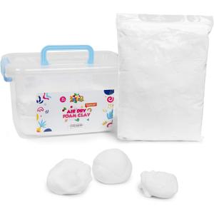 White Air Dry Foam Clay for Kids - 3.3 Pounds Soft Bulk Modeling Clay with Carrying Case & Airtight Zip-Seal Bags - Perfect for Arts & Crafts, Molding, Slime, Cosplay Armor | No-Mess, Non-Stick