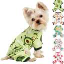 Dog Pajamas for Small Dogs Boy Girl, Dog Clothes Tiny Chihuahua Yorkie Spring Summer Shirt, Cute Puppy Outfit Pjs Jumpsuit Cat Onesie Apparel Pet Clothes, Avocado, Small (Chest 13in )