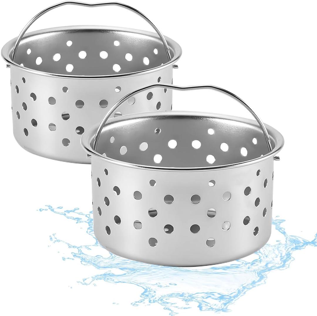 2pcs Kitchen Sink Drain Basket, 3-inch 304 Stainless Steel Drainage Filtration Basket with Handle for Kitchen Sink Strainer Replacement(1.57" Depth)