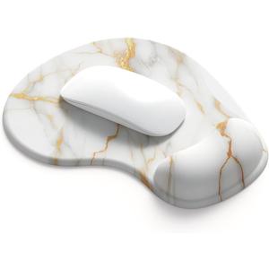 2 x Office Mousepad with Gel Wrist Support - Ergonomic Gaming Desktop Mouse Pad Wrist Rest - Design Gamepad Mat Rubber Base for Laptop Computer -Silicone Non-Slip Special-Textured Surface (15MarbleW)