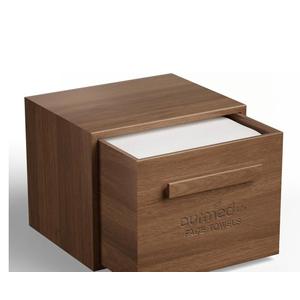 Life Walnut Wooden Face Towel Holder Box, Moisture-Resistant Storage Organizer for Bathroom, Includes 50 Ct Disposable Facial Towelettes, 12''x10''