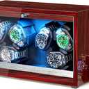 ANWBROAD Watch Winder 6 Watch Rotator with LED and Super Quiet Motor Watch Spinner 4 Rotating Modes Watches Winder box for rolex Watch Shaker with USB Cable UJWW003Y