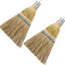Suclain 2 Pcs 12 Inch Corn Whisk Broom Mini Corn Halloween Short Handle Hand Broom with Metal Hanger for Multi Surface Sweeping Small Hand Brush for Outdoor Car Porch Debris Dust Dirt