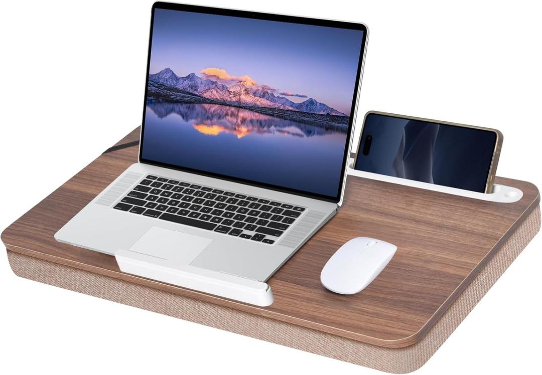 wishacc Lap Desk 24 inches Extra Large - Versatile and Comfortable for Work and Leisure (Walnut)