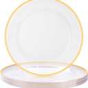 BESTSTAR 12 Inch Disposable Charger Plates, 15 Pack Plastic Clear Plates with Gold Rim, Perfect Table Decor for Party, Wedding, Dinner