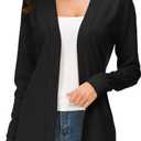 Urban CoCo Women's Long Sleeve Open Front Knit Cardigan Sweater (Black, S)