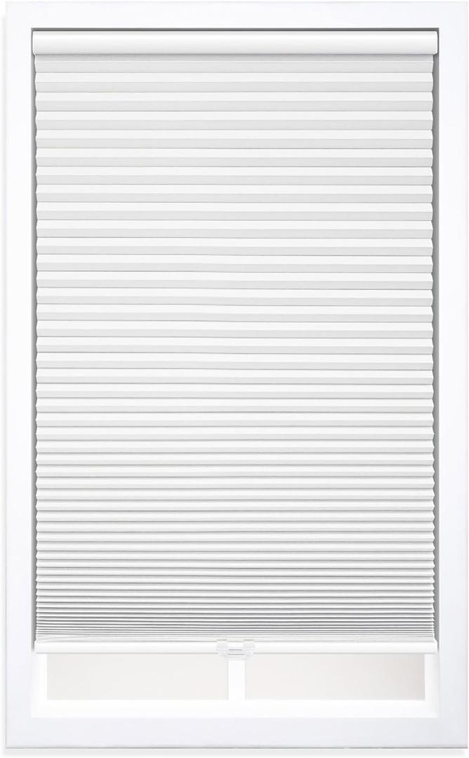 DEZ FURNISHINGS Cordless 1.5" Blackout Cellular Shade, White, 34" W x 60" H
