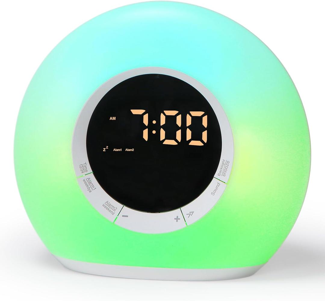 iHoo All-in-One Alarm Clock with Sound Machine, Touch Control NightlightTwo Alarms, 10 White Noises, Snooze and Sleep Timer, Ideal for Adults, Teens and Children