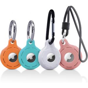 Compatible with AirTag, Protective Soft Silicone Cover, 4 Pack Silicone Holders and Keychain Cases (Orange, Teal, White, Pink)