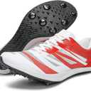 Men Women Track and Field Shoes Kids Spikes Track Sneakers Boys Girls Running Nail Footwears (10,Red)