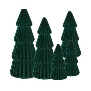 Green Christmas Decorations- Set of 6 Velvet Christmas Trees - Tabletop Green Christmas Tree Xmas Centerpiece Decor for Table Mantel Home Decor