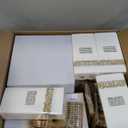 supernal 800pcs Gold Plastic Dinnerware Set,100pcs 10.25" Dinner Plates,100pcs 7.5" Dessert Plates,400 Gold Plastic Silverware,100 Cups,100 Napkins,100 Guest Tableware set