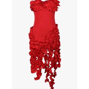 Women's Fringed Bandage Midi Dress Strapless Irregular Ruffle Party Cocktail Tube top Dress M Women's Fringed Bandage Midi Dress Strapless Irregular Ruffle Party Cocktail Tube top Dress M