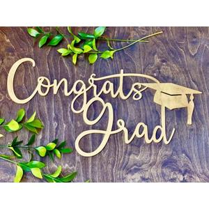 Congrats Grad Sign for Backdrop, Wooden Congrats Graduation Sign Class of 2026 Grad Party Sign Photo Prop Graduation Party Decor