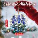 3 x Christmas Ornaments, 2.8in Ceramic Birth Flower Ornament, Xmas Decor, Christmas Tree Ornaments, Xmas Decorations for Tree, Holiday Ornament, Birth Flower Gifts, Gift Ideas, Gifts for Women - July