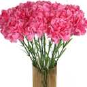 Pink Carnations Artificial Flowers 15PCS Carnations Flowers Silk Flowers 21.25in Fake Flowers for Wedding Home Table Centerpieces Floral Arrangements(Hot Pink)