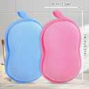 2Pcs Baby Sponge for Bathing, Bath Sponges Loofah for Kids Soft Absorbent, Children Shower Mild Exfoliating Cleaning Tools for Kids Adult All Skin Type, Pink & Blue
