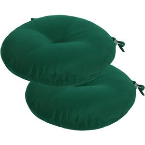 Bistro Chair Cushions 15 inch, Set of 2, Tufted Round Chair Cushions with Ties,15"x15"x4", Water Resistant Round Seat Cushion for Barstool Chairs, Patio Garden Kitchen Outdoor Furniture(Blackish Green)