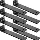 Heavy Duty Shelf Brackets 10 inch 8 Pack 0.2 Thick, Floating Shelf Brackets for Shelves SupportBlack Hidden Metal L Brackets with Mounting Hardware for DIY