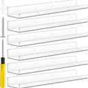 Thyle 6 Pcs 36 Inch Acrylic Floating Shelves Wall Mounted Clear Shelves Acrylic Floating Bookshelf Invisible Storage Rack with Screws and Screwdriver for Room Nursery Bathroom Display