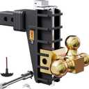LOCAME Adjustable Trailer Hitch, Tri-Ball(1-7/8'', 2'', 2-5/16''), Fits 2 Inch Receiver, 6 Inch Drop Hitch, 17000 LBS GTW, Heavy Duty Trailer Hitch for Truck, Gold, LC0080