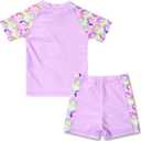 QPANCY Rash Guard for Girls Swimwear 2-Piece Mermaid Unicorn Swimsuit UPF 50+ UV 4-5T, Unicorn Purple