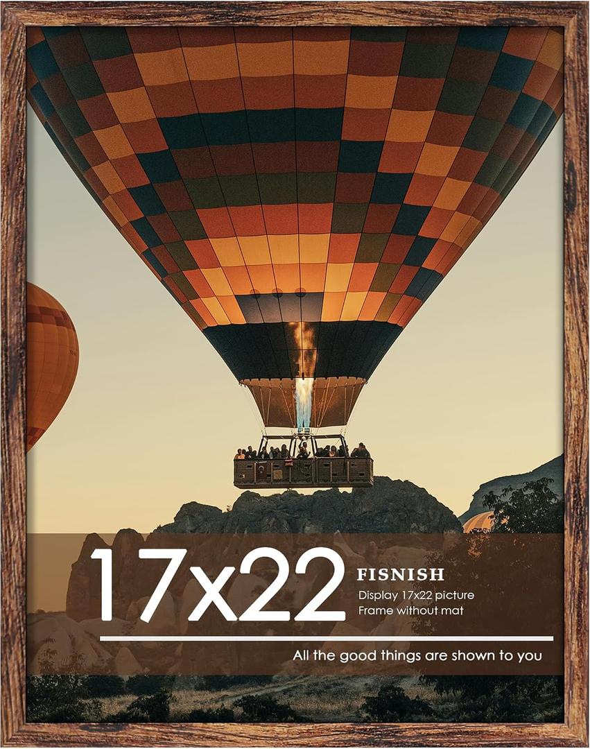 17x22 Picture Frame, Classic Brown 17 x 22 Poster Frame for Horizontal or Vertical Wall Mounting, 1 Pack