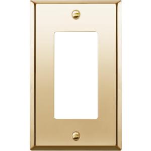 ENERLITES Decorator Switch or Outlet Metal Wall Plate, Stainless Steel Outlet Cover, Corrosion Resistant, Size 1-Gang 4.50" x 2.76", Stainless Steel 201, 7731-PB, Polished Brass, Gold